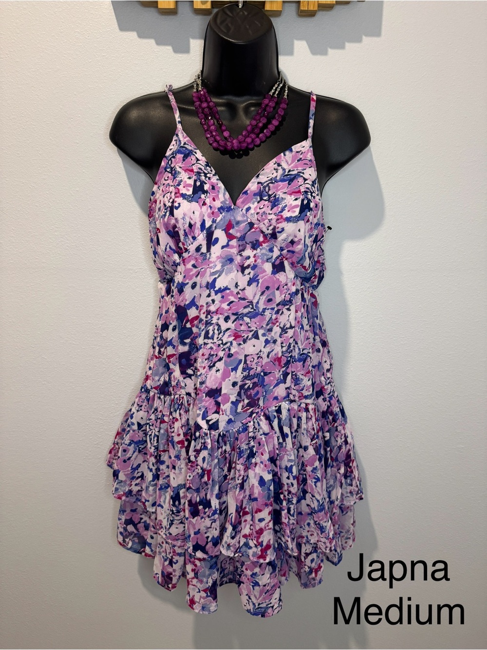 Japna Pink & Purple Floral Ruffle Mini Dress